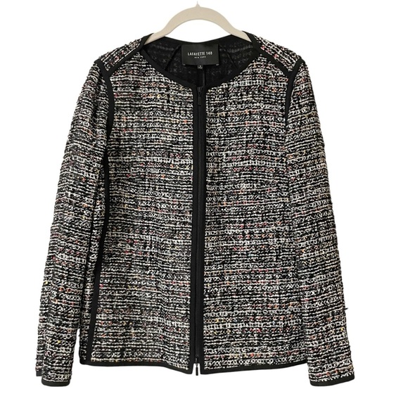 Lafayette 148 New York Black Blazer with Textured Tweed - Picture 1 of 10